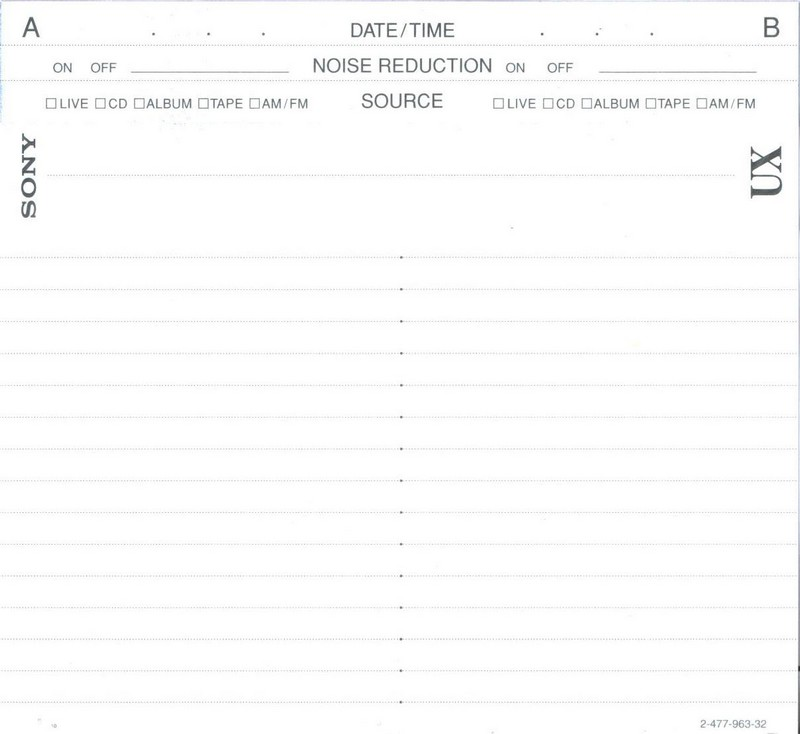 Compact Cassette Sony UX 60 "C-60UXD" Type II Chrome 2000 Europe