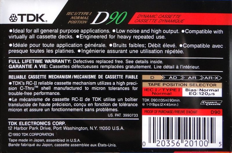 Compact Cassette: TDK  - D 90