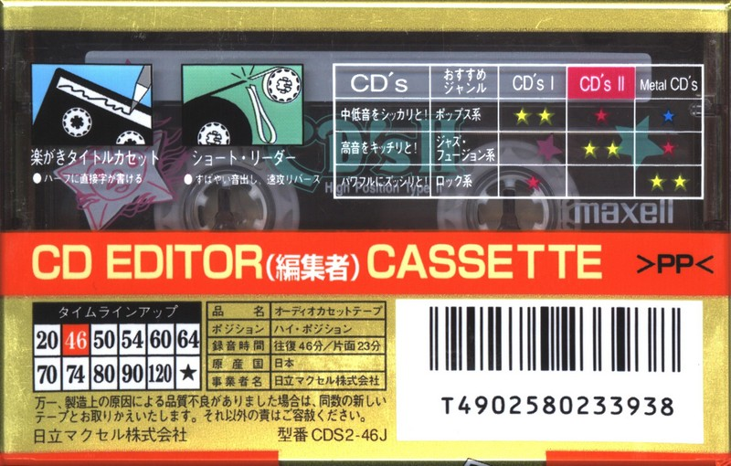 Compact Cassette Maxell CD`s II / CD`s 2 46 "CDS2-46J" Type II Chrome 1995 Japan