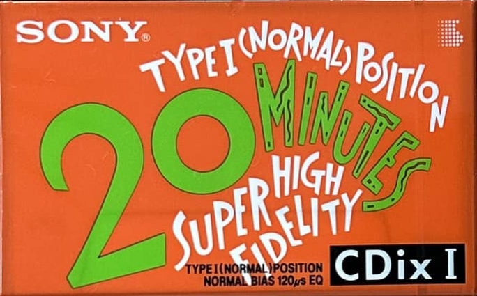 Compact Cassette Sony CDix I 20 "CDIX1 20N" Type I Normal 1990 Japan
