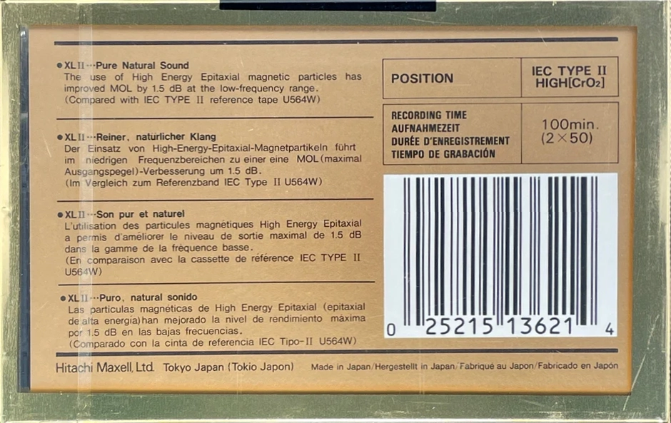 Compact Cassette Maxell XLII 100 Type II Chrome 1990 North America