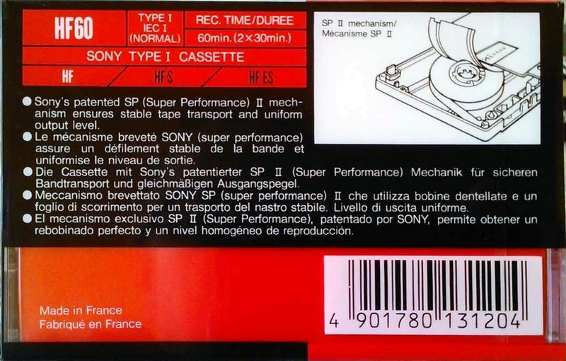 Compact Cassette Sony HF 60 Type I Normal 1991 Europe