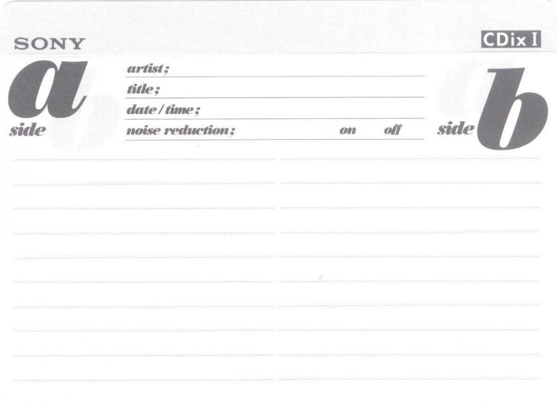 Compact Cassette Sony CDix I 80 "C-40CDX1b" Type I Normal 1994 Japan