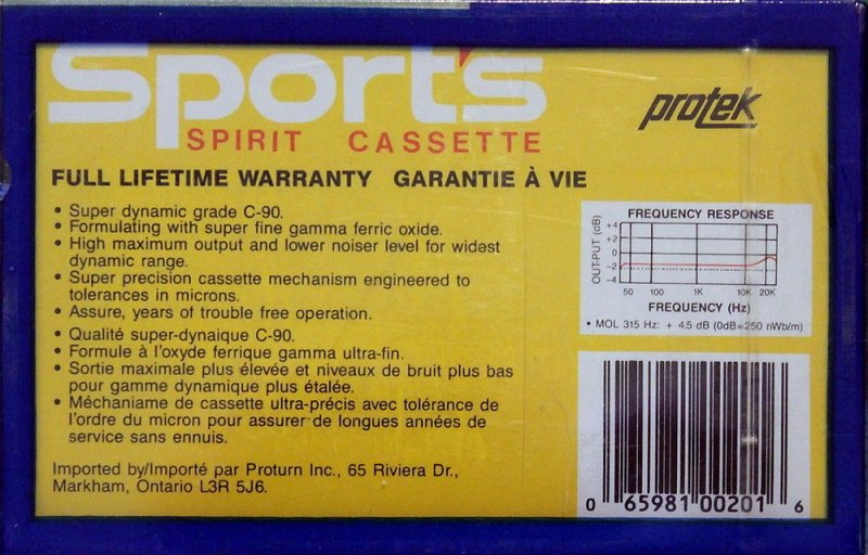 Compact Cassette Protek Sports SCX 90 Type I Normal Canada