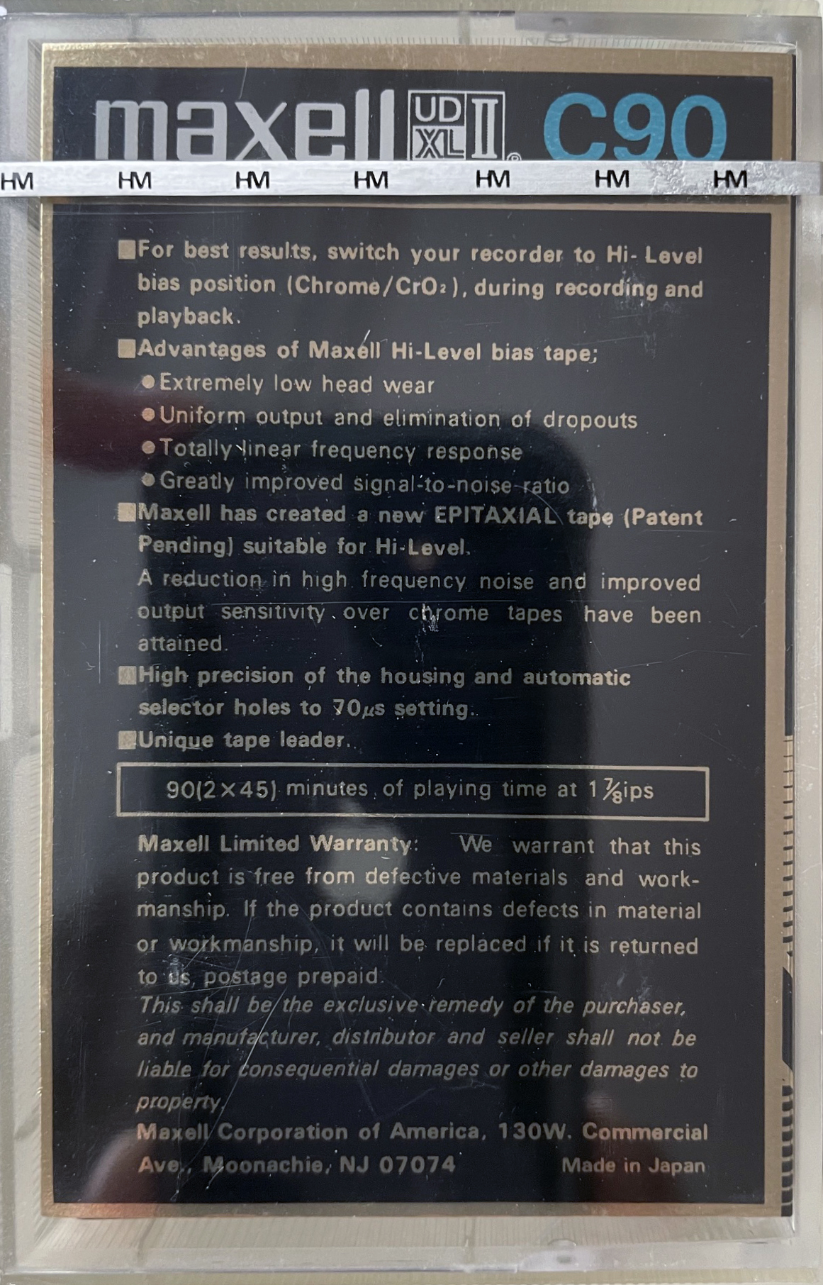 Compact Cassette Maxell UD XLII 90 Type II Chrome 1978 USA
