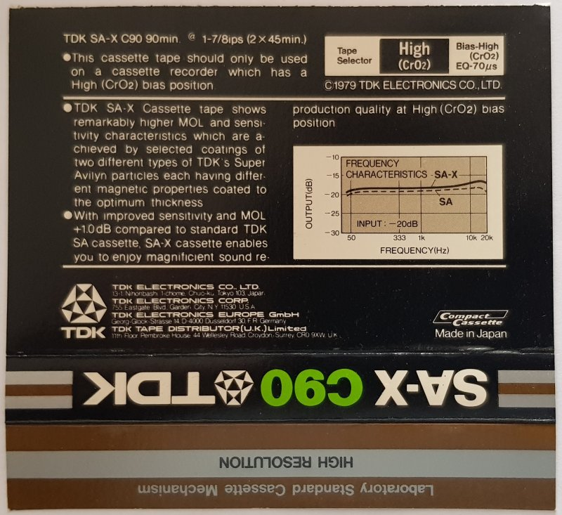 Compact Cassette TDK SA-X 90 Type II Chrome 1979 Europe, USA