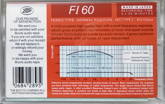 Compact Cassette Boots / Boots Audio FI 90 Type I Normal 1988 UK