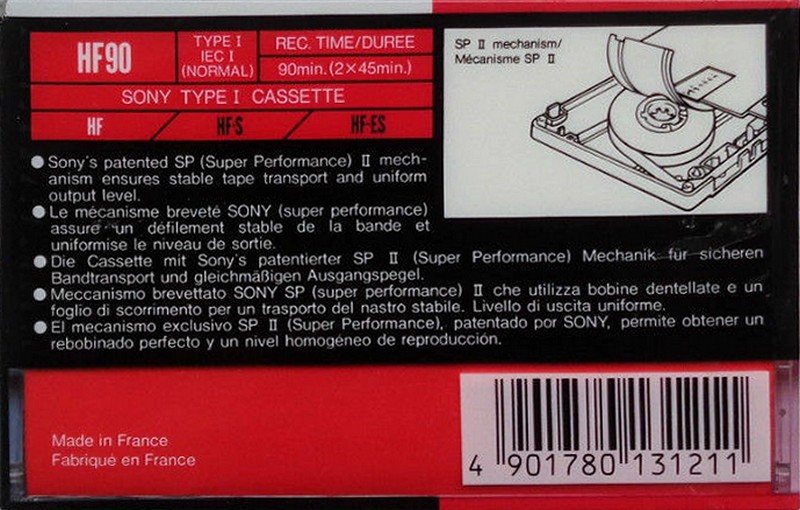 Compact Cassette Sony HF 90 Type I Normal 1991 Europe