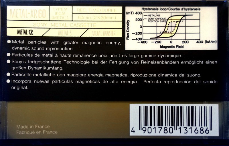 Compact Cassette Sony Metal-XR 60 Type IV Metal 1990 Europe
