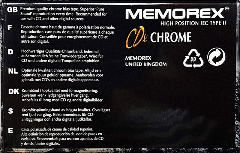 Compact Cassette Memorex CDx 90 Type II Chrome 1995 Europe