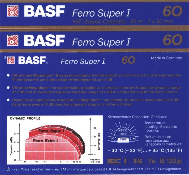 Compact Cassette BASF Ferro Super I 60 Type I Normal 1988 Europe