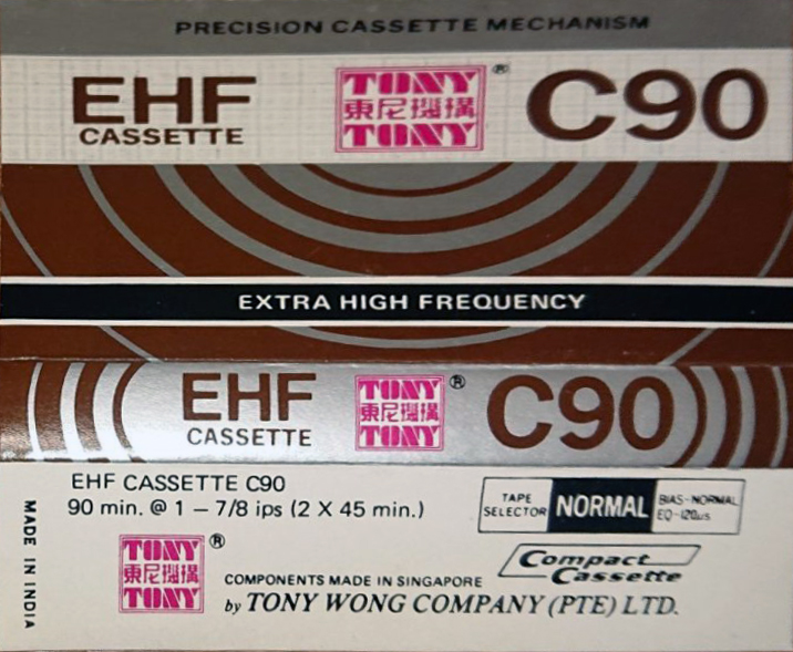 Compact Cassette Tony EHF 90 Type I Normal 1986 India