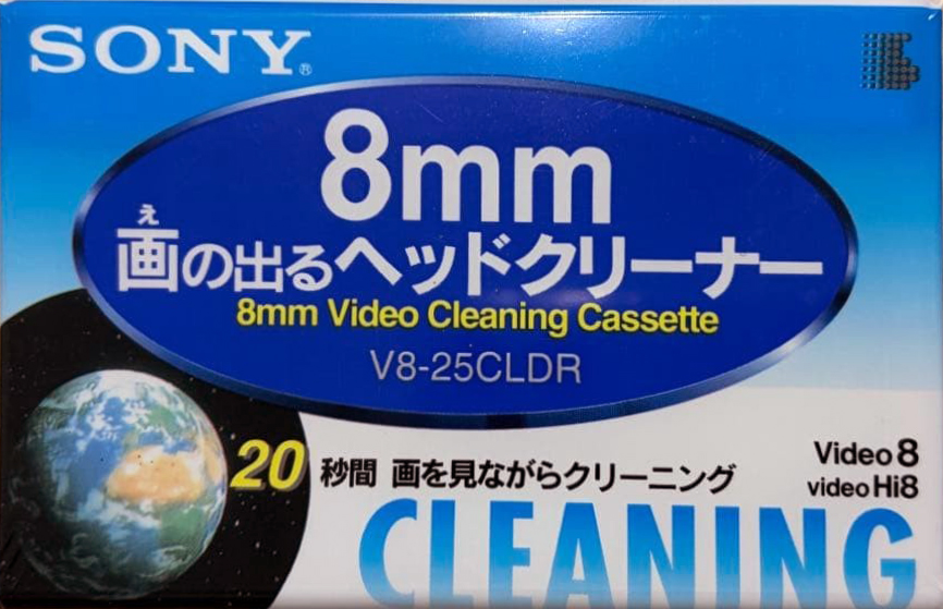 Video8, Hi8, Digital8 Sony "V8-25CLDR" Cleaning Cassette 1990 Japan