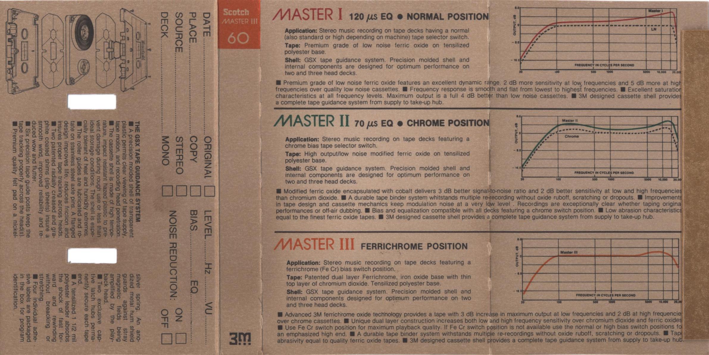 Compact Cassette Scotch Master III 60 Type III Ferro Chrome 1977 Europe