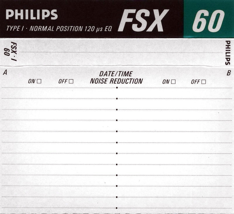 Compact Cassette Philips FSX 60 Type I Normal 1987 Europe