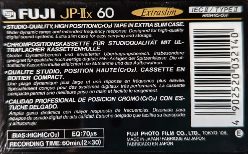 Compact Cassette Fuji JP-IIx 60 Type II Chrome 1990 Europe