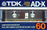 Compact Cassette TDK AD-X 60 Type I Normal 1985 North America