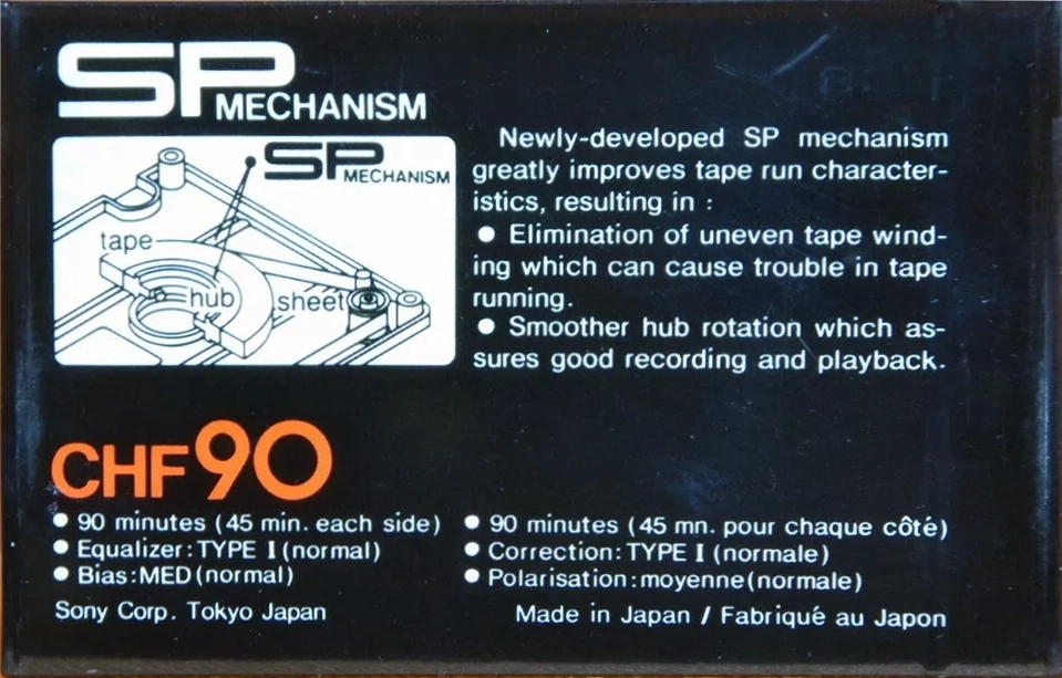 Compact Cassette Sony CHF 90 Type I Normal 1978 Iran