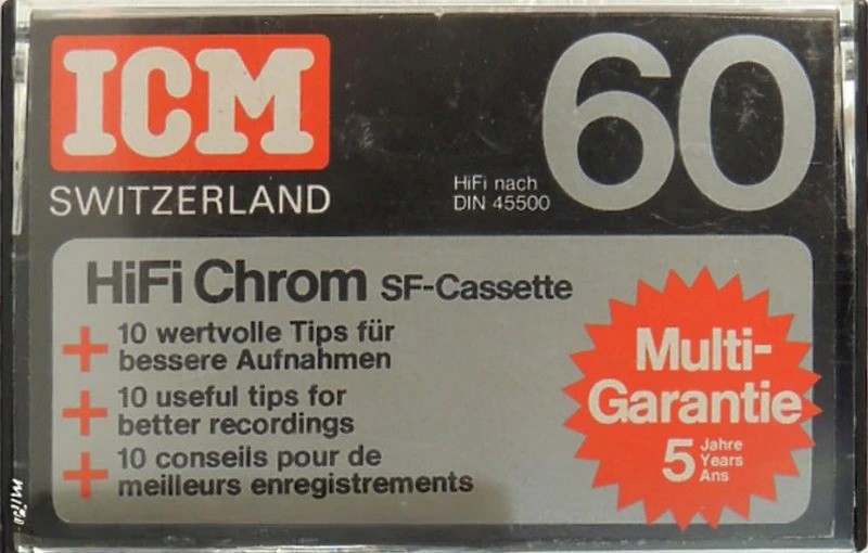 Compact Cassette ICM HIFI Chrom 60 "SF-Cassette" Type II Chrome 1982 Europe