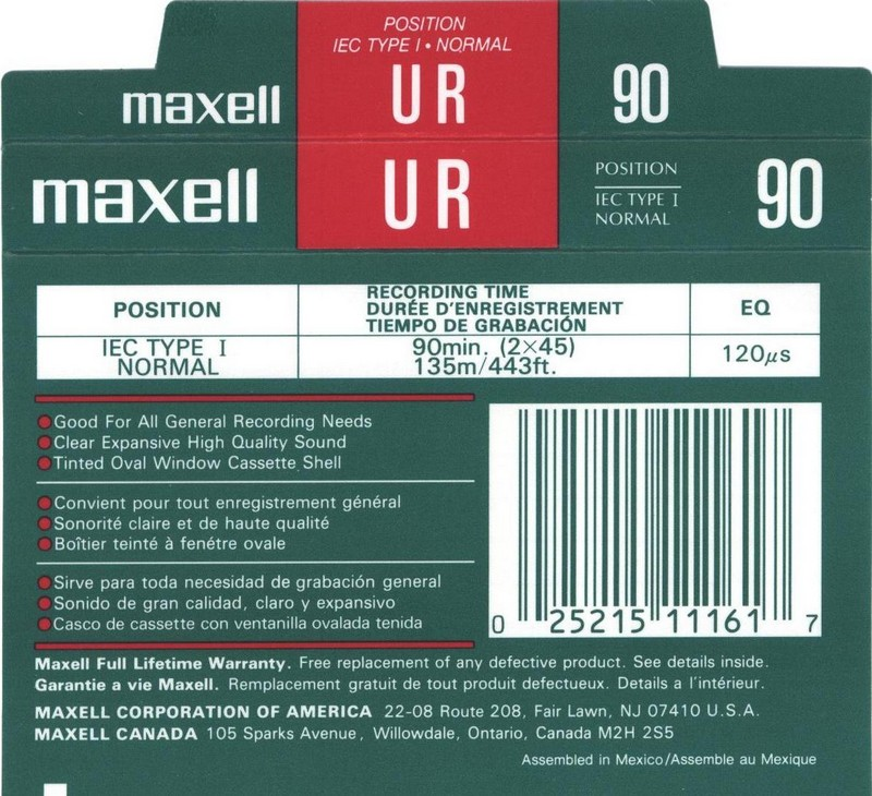 Compact Cassette: Maxell / Hitachi Maxell - UR 90