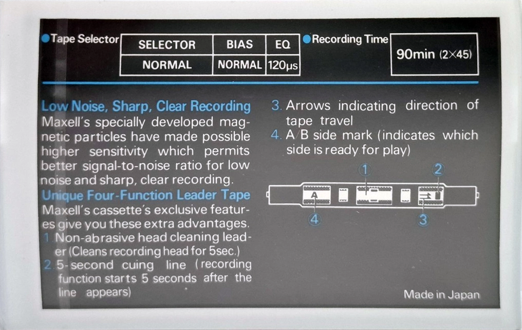 Compact Cassette Maxell LN 90 Type I Normal 1980 Near East