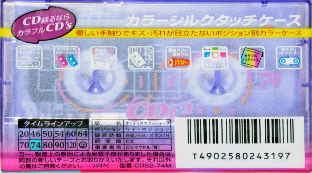 Compact Cassette Maxell CD`s II / CD`s 2 74 "CDS2-74M" Type II Chrome 1999 Japan