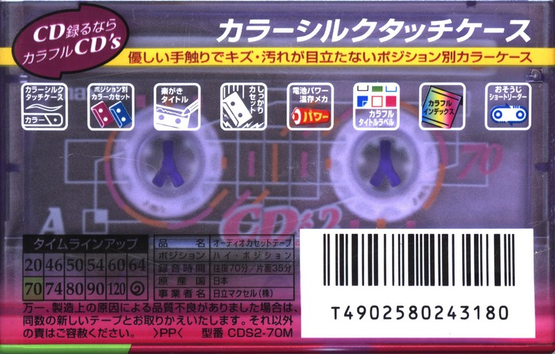 Compact Cassette Maxell CD`s II / CD`s 2 70 "CDS2-70M" Type II Chrome 1999 Japan