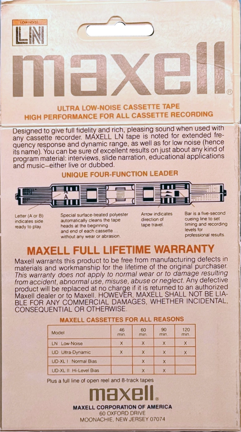 2 pack Maxell LN 46 Type I Normal 1977 USA