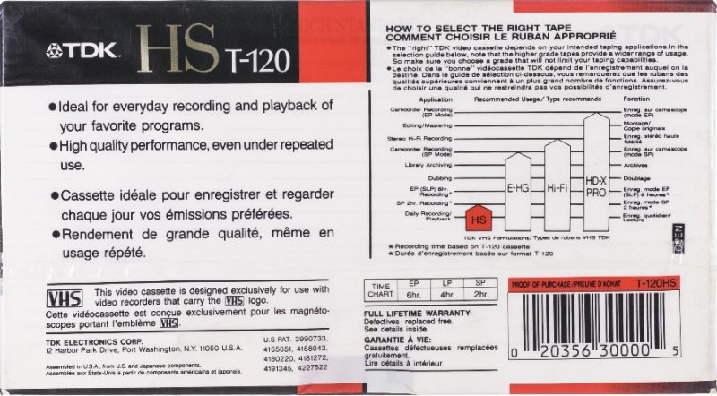 VHS, Video Home System: TDK  - HS 120