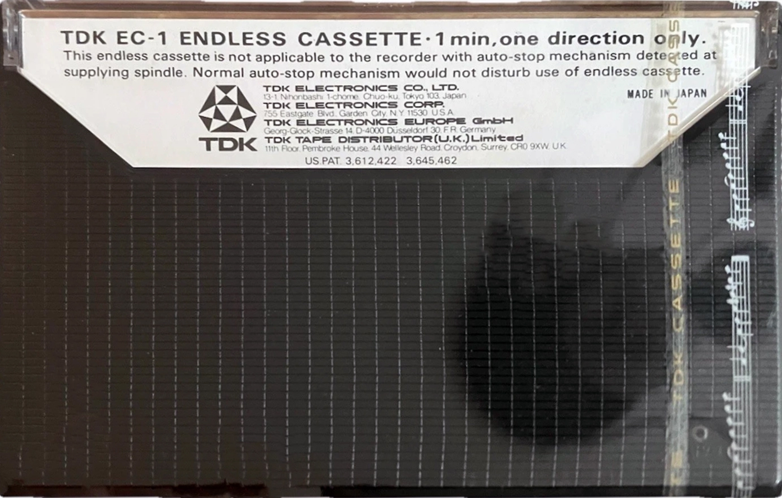 Compact Cassette TDK EC Endless 1 "EC1" Endless Cassette 1978 Europe, USA