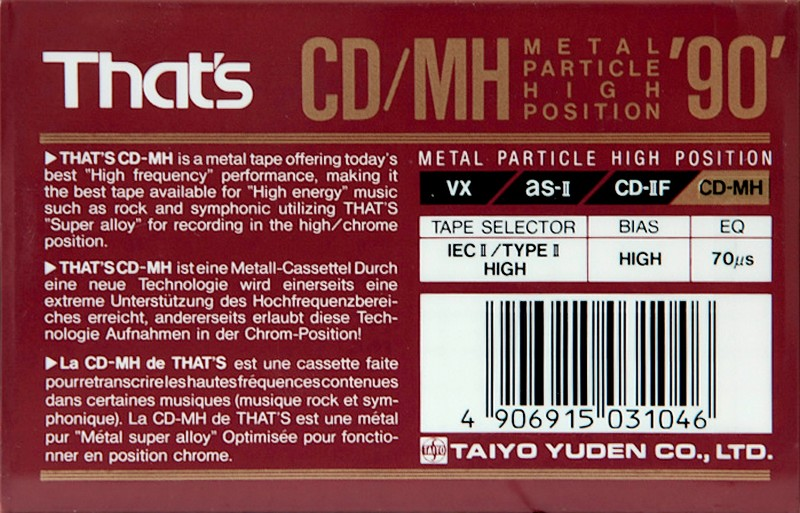 Compact Cassette Thats CD-MH 90 Type II Chrome 1990 Europe