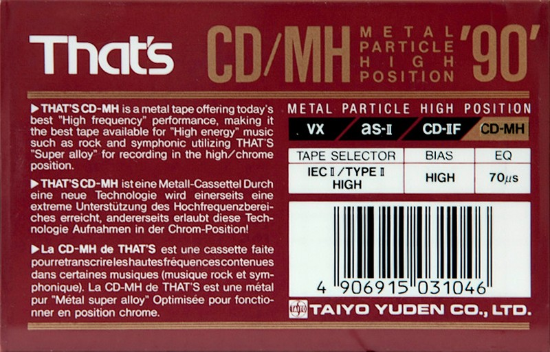 Compact Cassette: Taiyo Yuden Thats - CD-MH 90