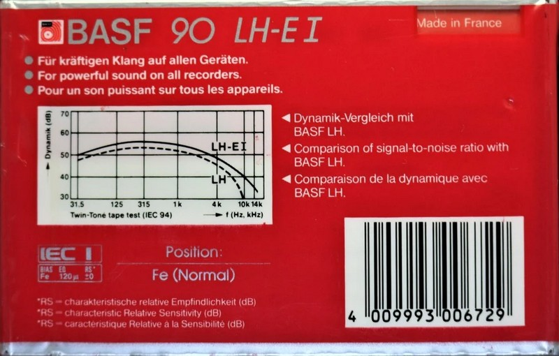 Compact Cassette BASF LH Extra I 90 "LH-E I" Type I Normal 1985 Europe