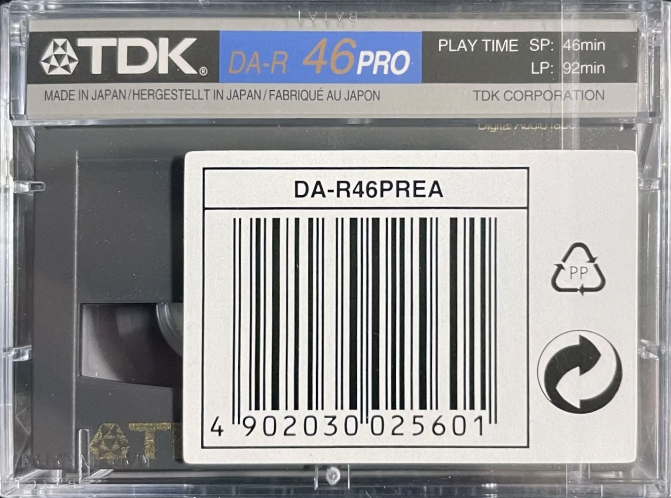 Digital Audio Tape TDK DA-R PRO 46 "DA-R46PREA" Type IV Metal 1992 Europe