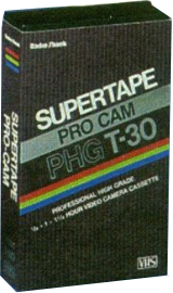 VHS, Video Home System SUPERTAPE 30 "Pro cam PHG T-30" Type I Normal 1988 USA