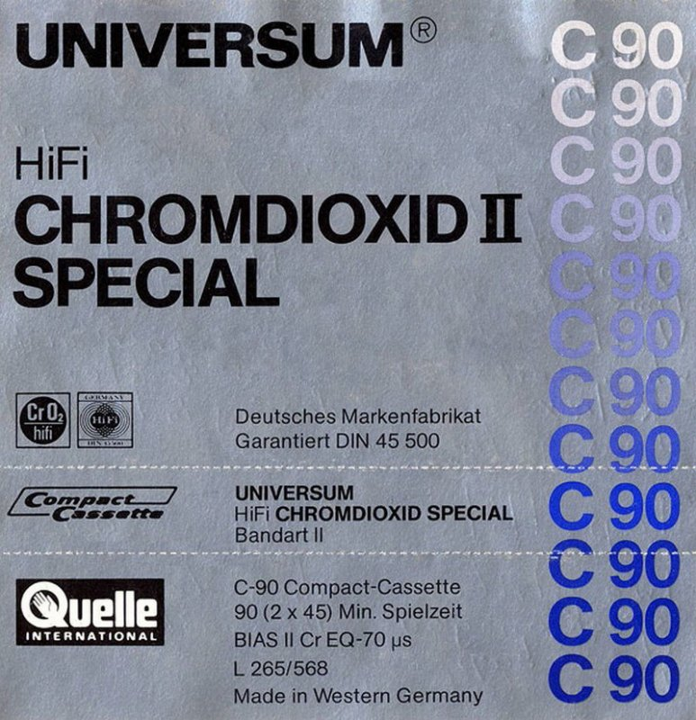 Compact Cassette Universum Special 90 Type II Chrome 1982 Europe