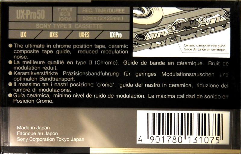Compact Cassette Sony UX-Pro 50 "UX-PRO50C" Type II Chrome 1990 Europe