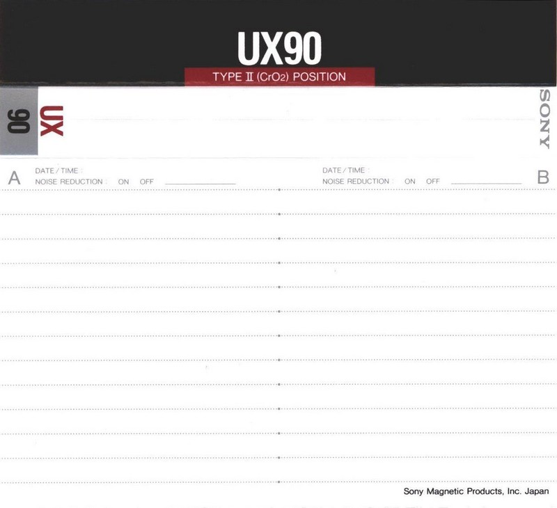 Compact Cassette Sony UX 90 Type II Chrome 1988 Europe