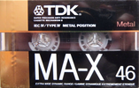 Compact Cassette TDK MA-X 46 Type IV Metal 1988 USA