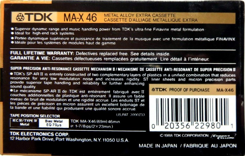 Compact Cassette: TDK  - MA-X 46