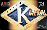 Compact Cassette AXIA K Metal 74 "KMC 74" Type IV Metal 1997 Japan