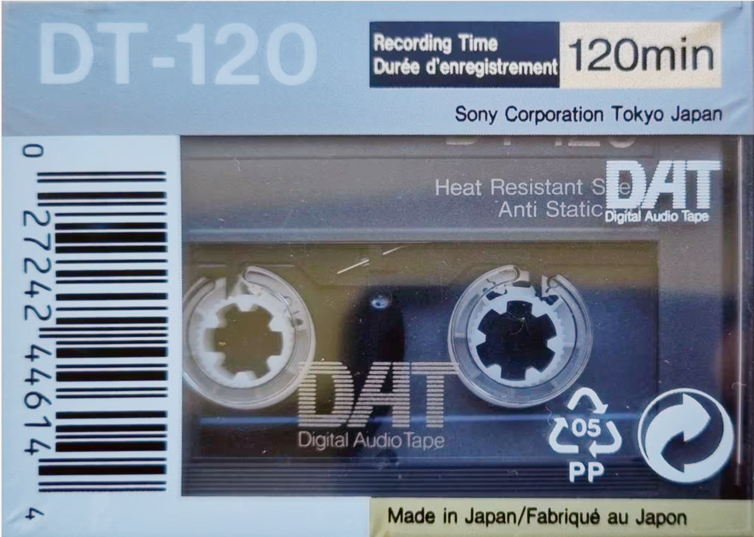 Digital Audio Tape Sony 120 "DT" Type I Normal North America