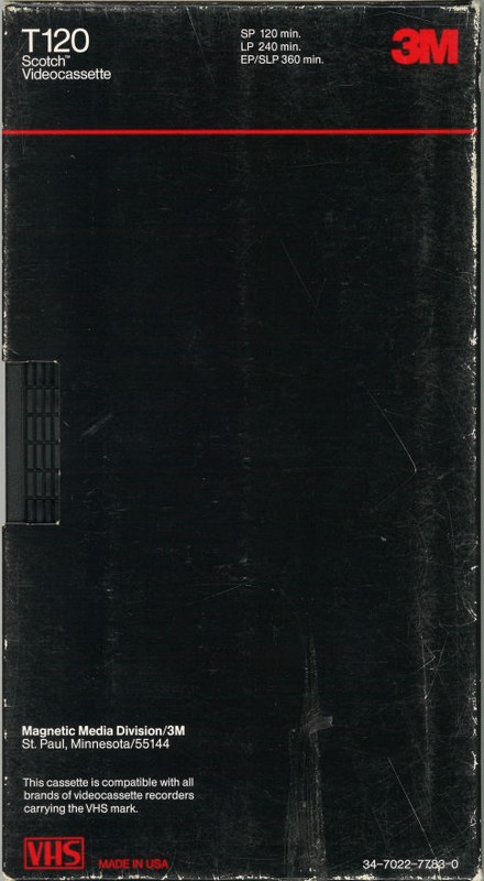 VHS, Video Home System 3M T 120 "T120" Type I Normal 1990 USA