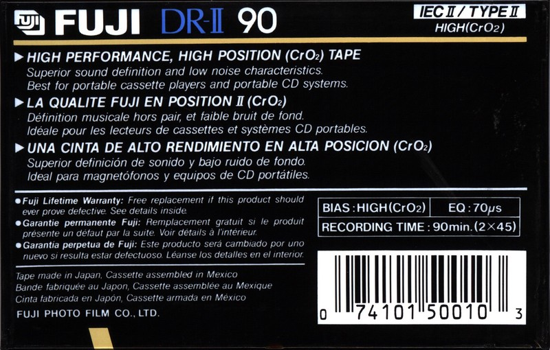 Compact Cassette Fuji DR-II 90 Type II Chrome 1989 North America