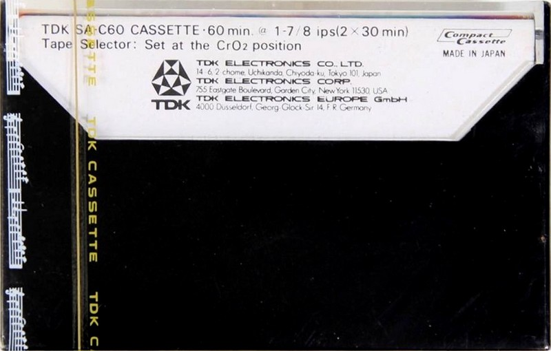 Compact Cassette TDK SA 60 Type II Chrome 1974 Europe, USA