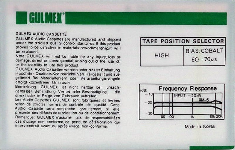 Compact Cassette Gulmex 90 "XM-5" Type II Chrome Europe