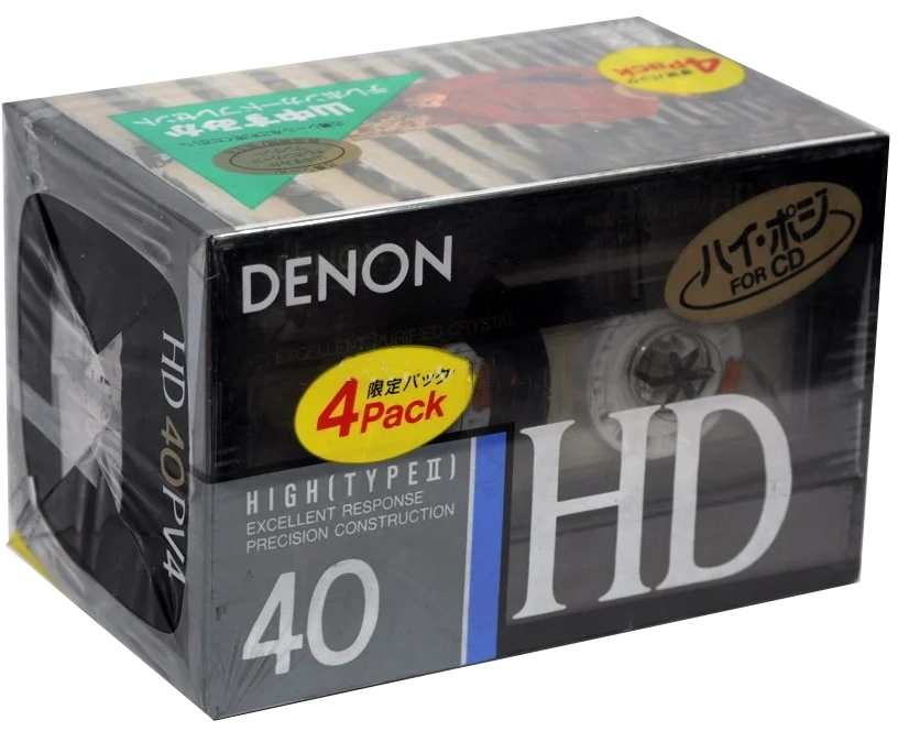 4 pack Denon HD 40 "HD40PV4Y" Type II Chrome 1989 Japan