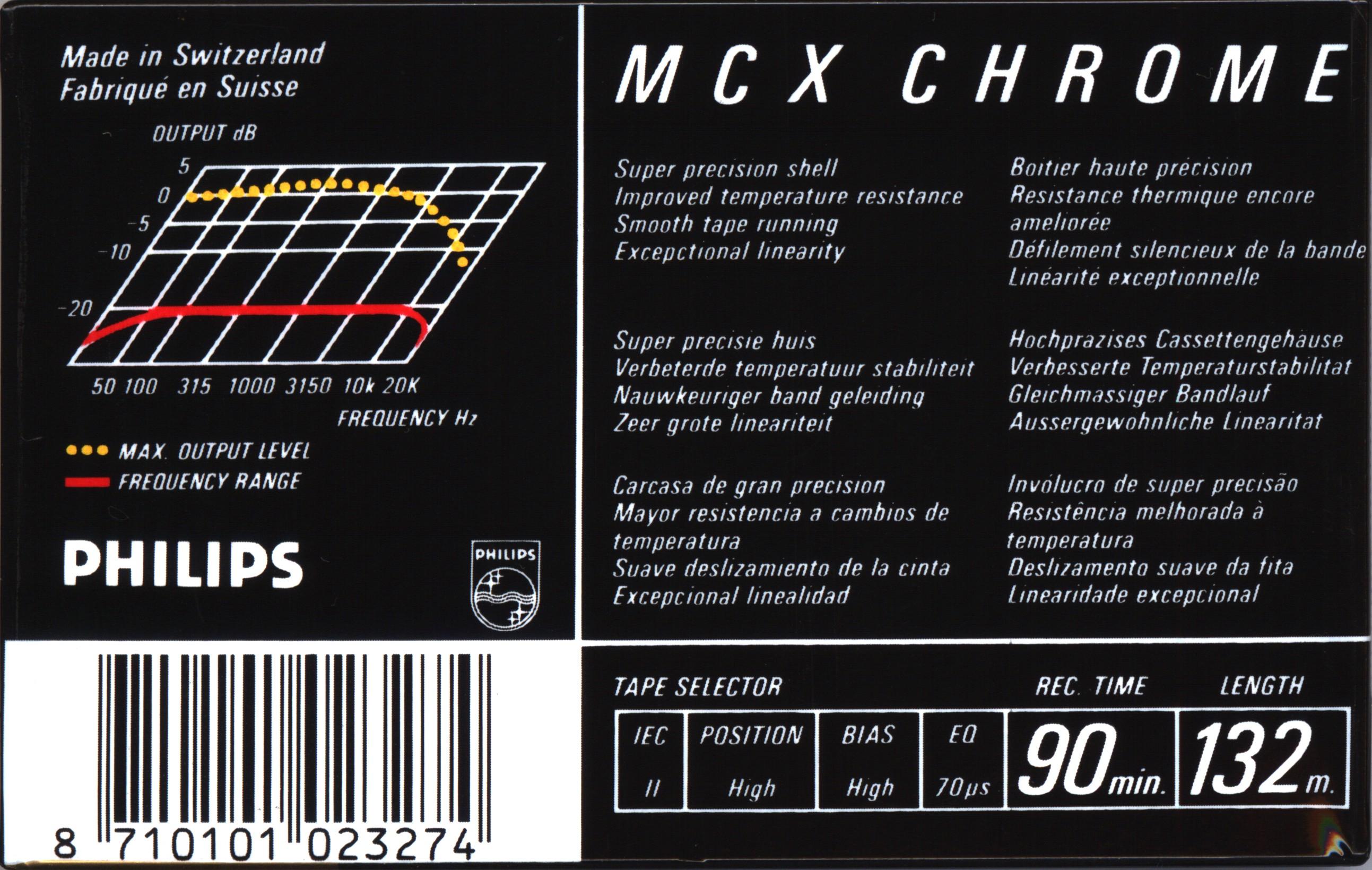 Compact Cassette Philips MCX Master 90 Type II Chrome 1988 Europe