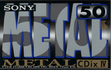 Compact Cassette Sony CDix IV 50 "C-50CDX4A" Type IV Metal 1992 Japan