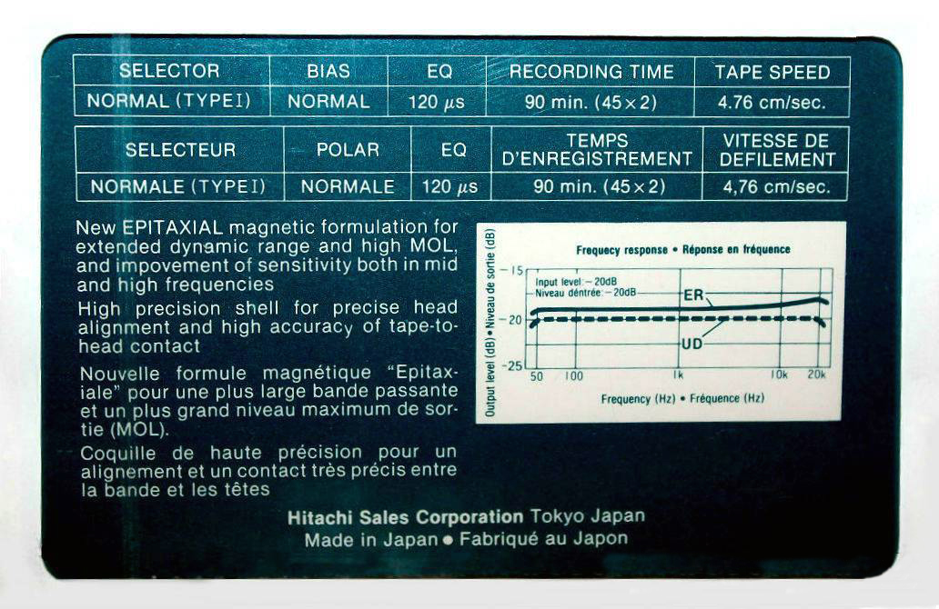 Compact Cassette Hitachi ER 90 Type I Normal 1985 North America